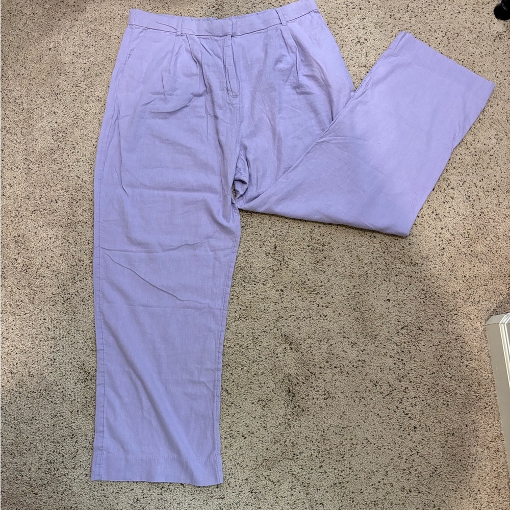 Women Linen Lavender Pants